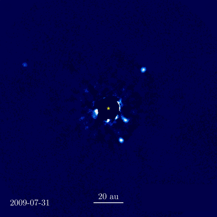 多年观测叠加显示HR 8799周围四颗系外行星运动