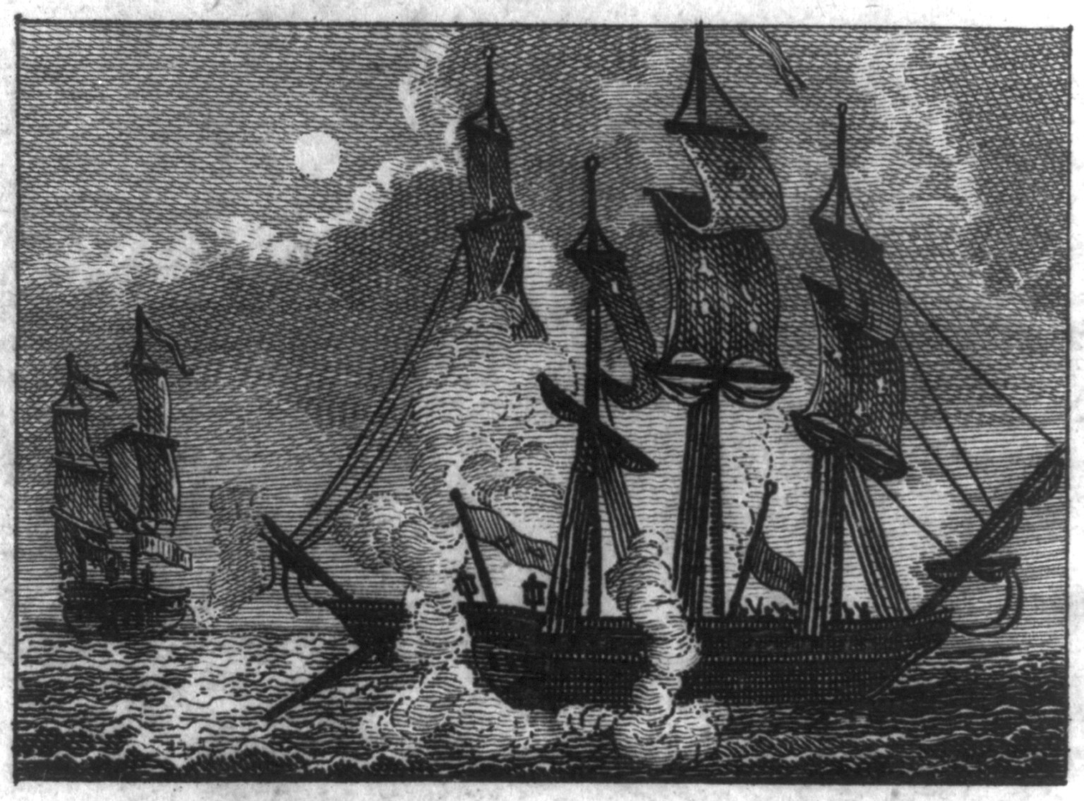 描绘1779年好人理查德号与塞拉皮斯号交战的历史版画