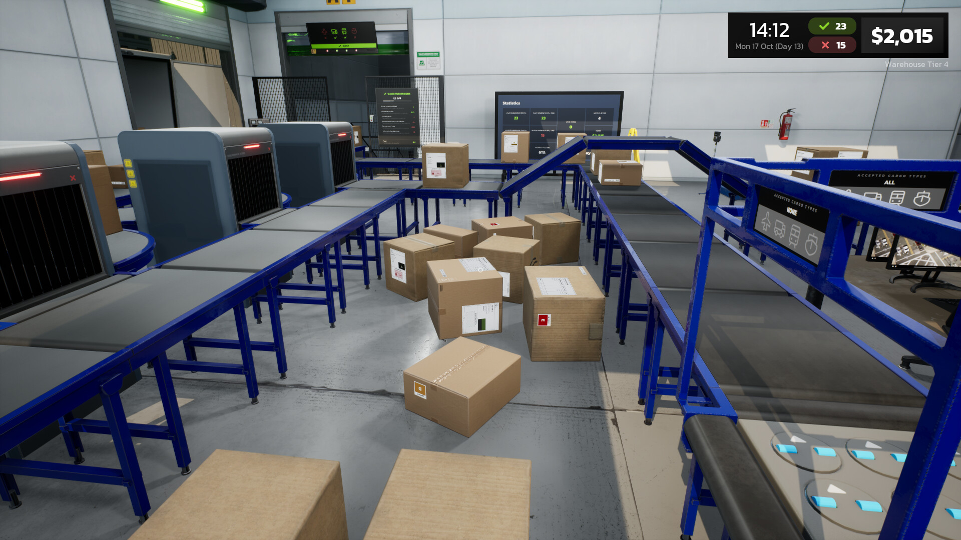 Parcel Simulator 官方商店实机图，展示包裹处理与仓库经营场景。